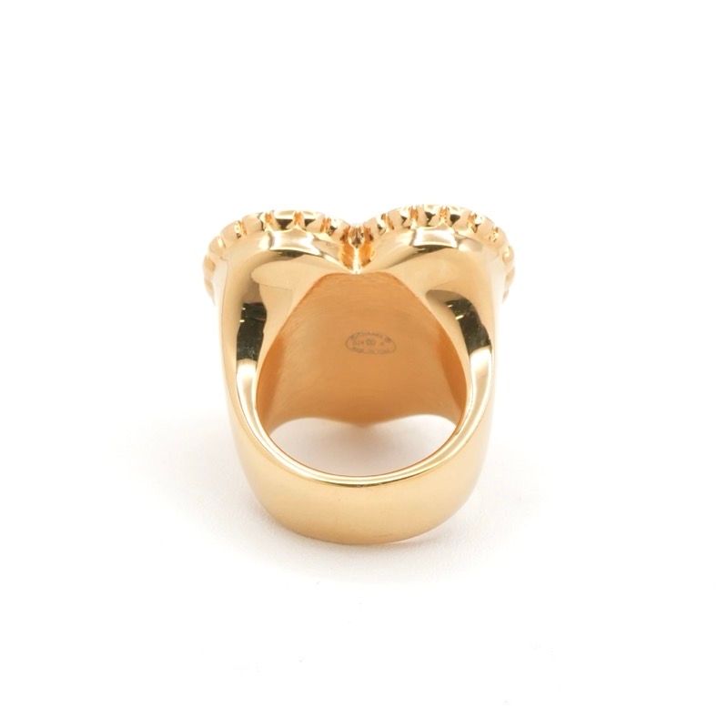 Chanel Ring Gold Coco Mark Heart Matelasse Rhinestone