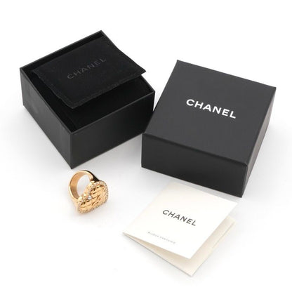 Chanel Ring Gold Coco Mark Heart Matelasse Rhinestone