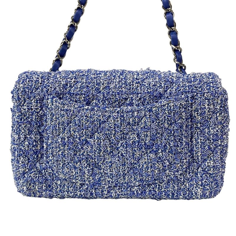 Chanel Shoulder Bag Mini Matelasse A69900 Blue And White Chain Shoulder /