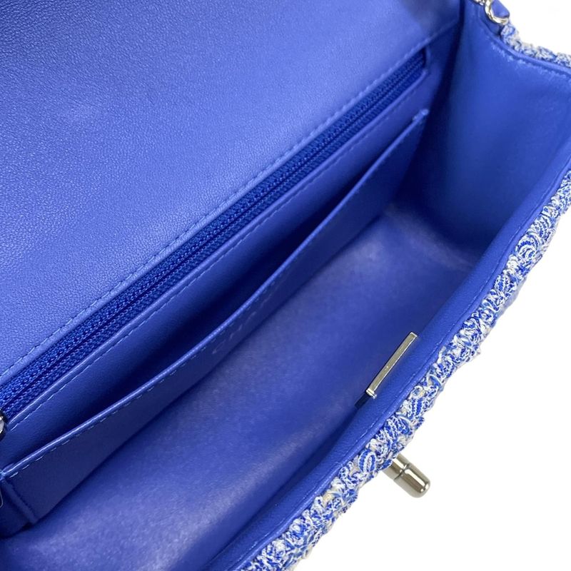 Chanel Shoulder Bag Mini Matelasse A69900 Blue And White Chain Shoulder /