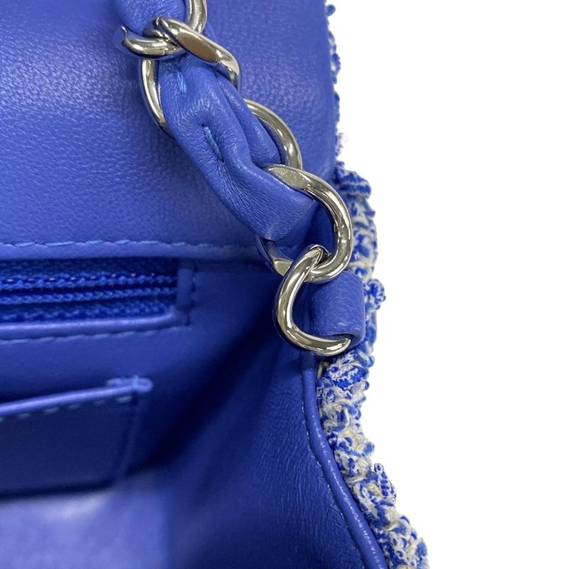 Chanel Shoulder Bag Mini Matelasse A69900 Blue And White Chain Shoulder /