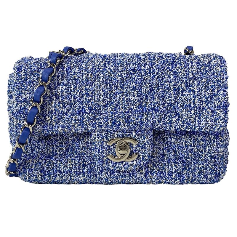 Chanel Shoulder Bag Mini Matelasse A69900 Blue And White Chain Shoulder /