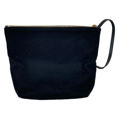 Saint Laurent Paris Pouch Embroidery Pouch 710435 Black Wool Leather