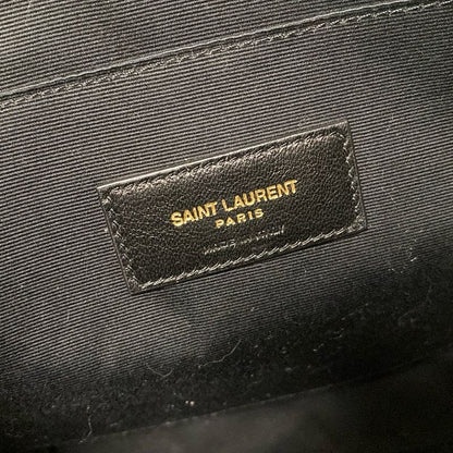 Saint Laurent Paris Pouch Embroidery Pouch 710435 Black Wool Leather