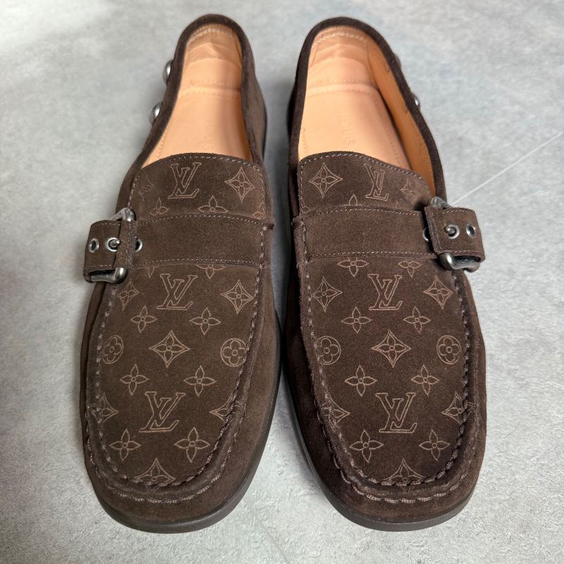 Louis Vuitton Suede Leather Monogram Driving Shoes Belt 7 26cm (10.24in)