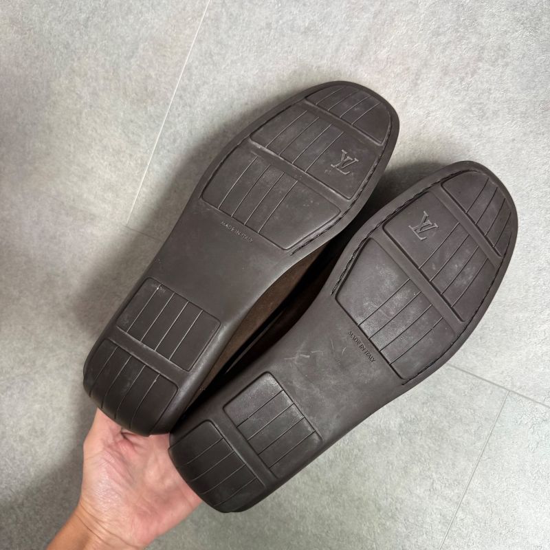 Louis Vuitton Suede Leather Monogram Driving Shoes Belt 7 26cm (10.24in)