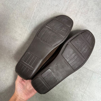 Louis Vuitton Suede Leather Monogram Driving Shoes Belt 7 26cm (10.24in)