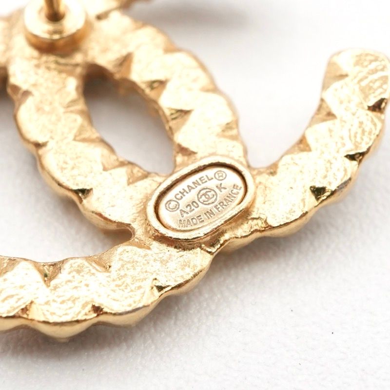 Chanel Earrings Earring Gold Coco Mark Rhinestone