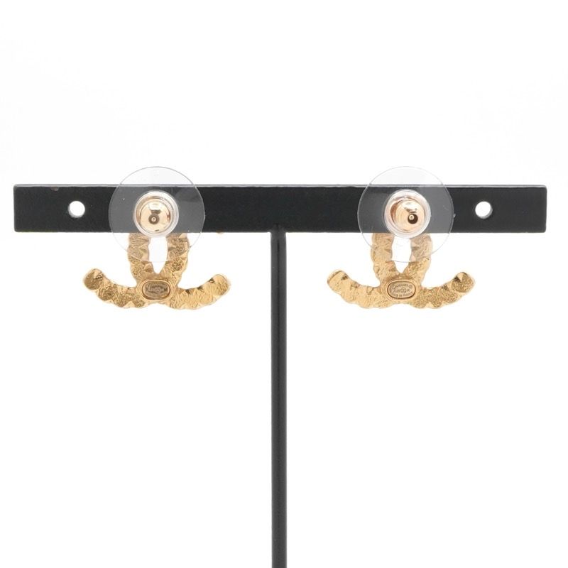 Chanel Earrings Earring Gold Coco Mark Rhinestone
