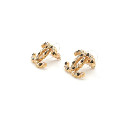 Chanel Earrings Earring Gold Coco Mark Rhinestone