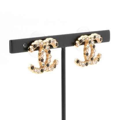 Chanel Earrings Earring Gold Coco Mark Rhinestone
