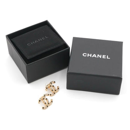 Chanel Earrings Earring Gold Coco Mark Rhinestone
