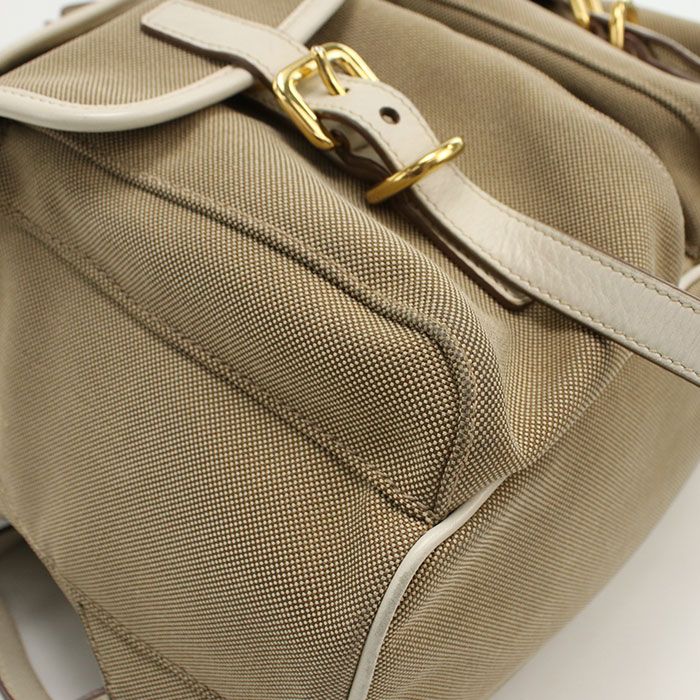 Prada Backpack Logo Jacquard Backpack Canvas Scuff Deuce