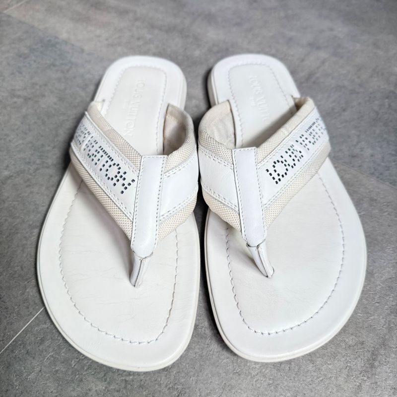 Louis Vuitton Perforated Logo Leather Mesh Sandals Men's 8 27cm (10.63in) White