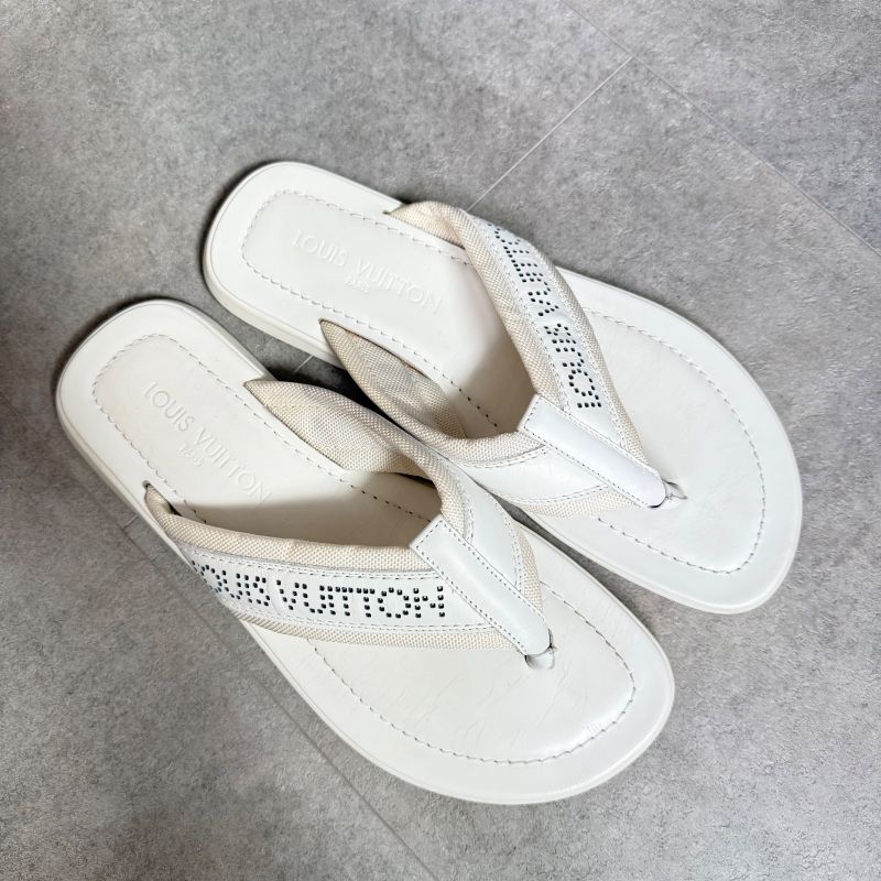Louis Vuitton Perforated Logo Leather Mesh Sandals Men's 8 27cm (10.63in) White