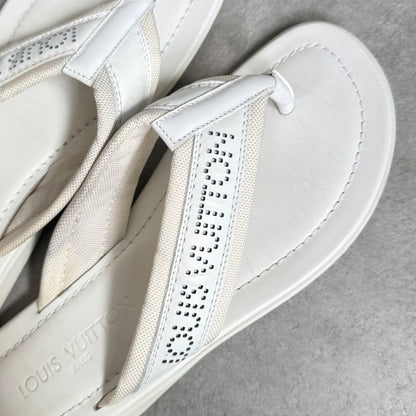 Louis Vuitton Perforated Logo Leather Mesh Sandals Men's 8 27cm (10.63in) White