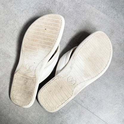 Louis Vuitton Perforated Logo Leather Mesh Sandals Men's 8 27cm (10.63in) White