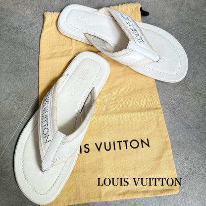 Louis Vuitton Perforated Logo Leather Mesh Sandals Men's 8 27cm (10.63in) White
