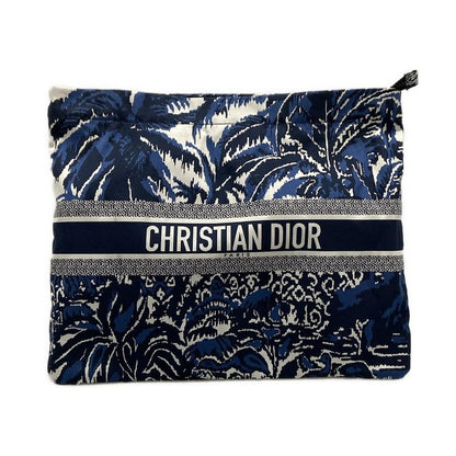 Dior/christian Dior Pouch Diortravel Pouch Navy Dark Navy And White Palm Tree