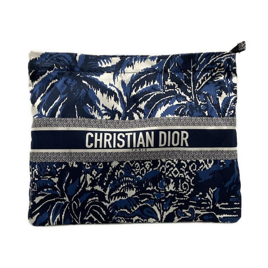 Dior/christian Dior Pouch Diortravel Pouch Navy Dark Navy And White Palm Tree