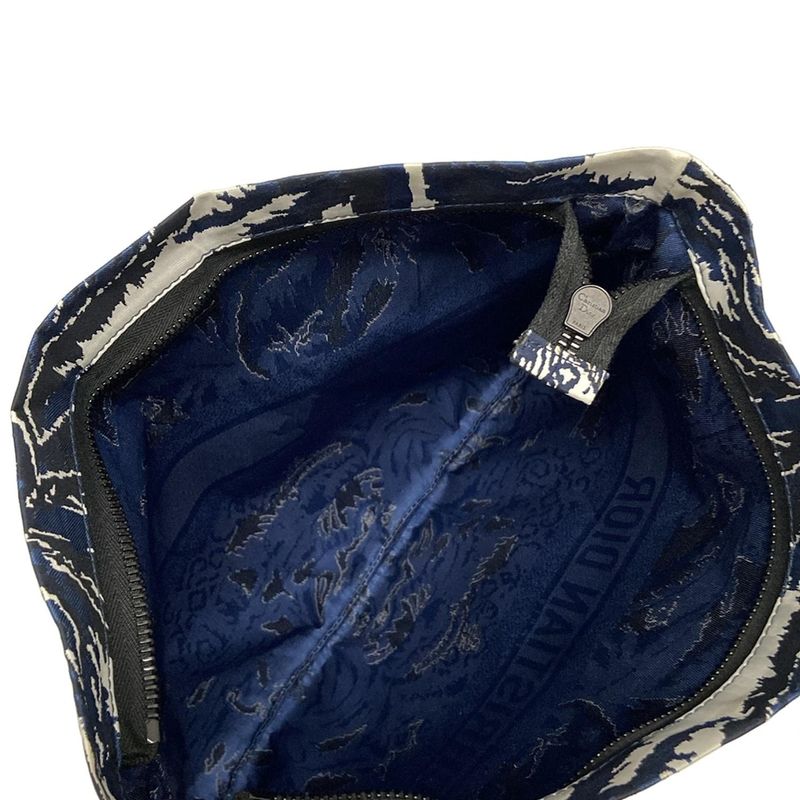 Dior/christian Dior Pouch Diortravel Pouch Navy Dark Navy And White Palm Tree