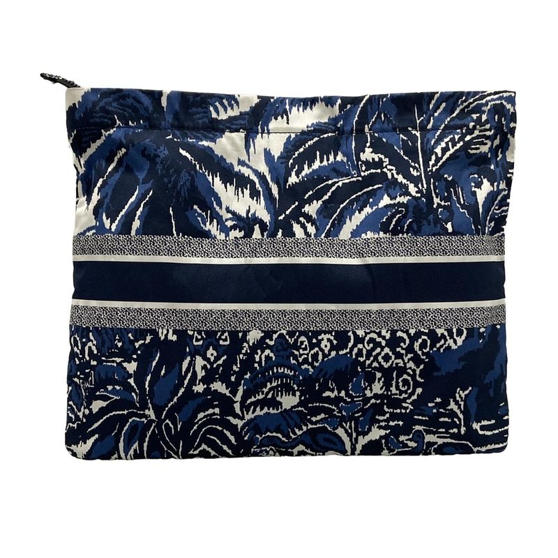 Dior/christian Dior Pouch Diortravel Pouch Navy Dark Navy And White Palm Tree