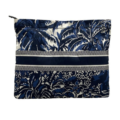 Dior/christian Dior Pouch Diortravel Pouch Navy Dark Navy And White Palm Tree