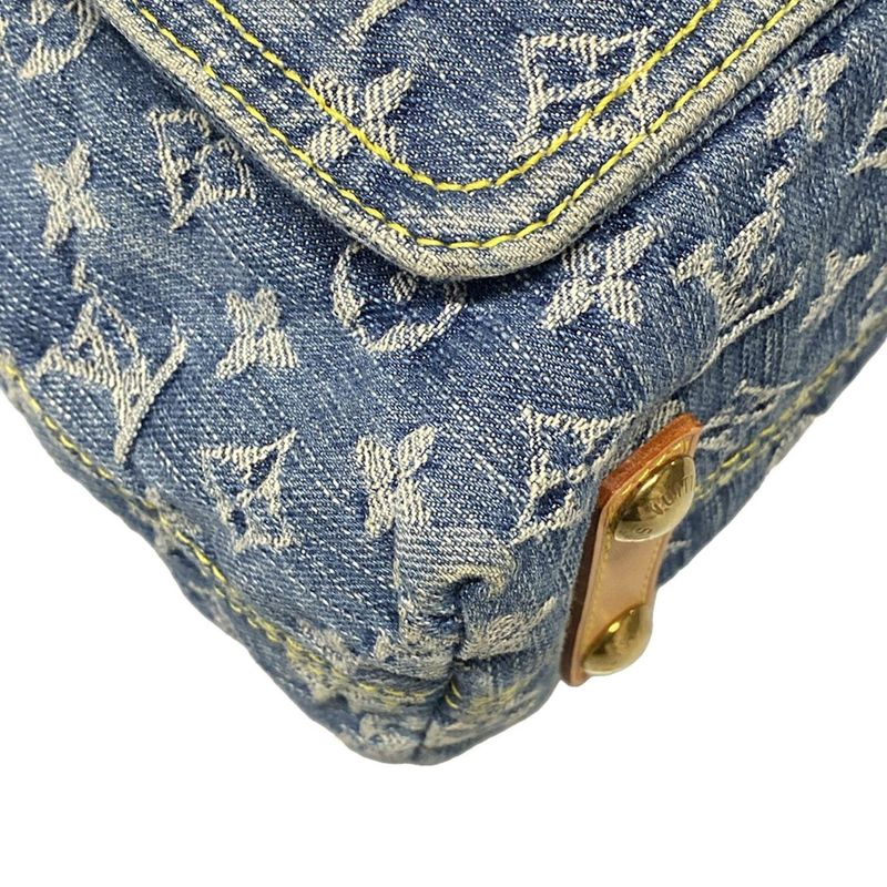 Louis Vuitton Shoulder Bag Monogram Denim Baggy GM M95048 Blue Cotton Leather