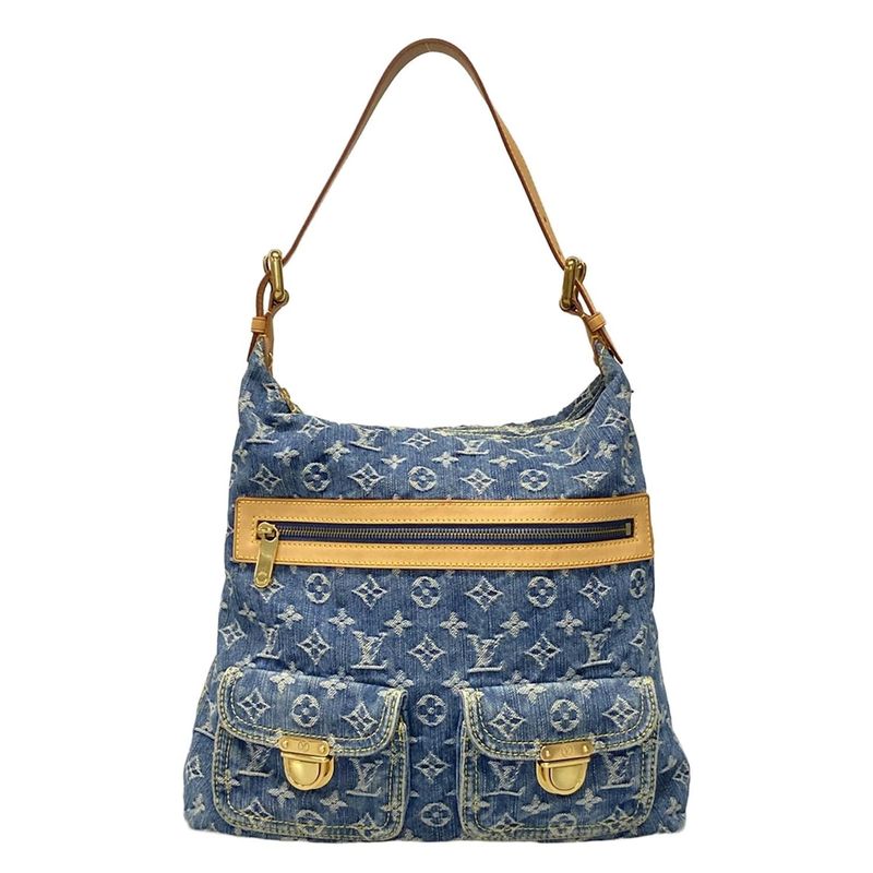 Louis Vuitton Shoulder Bag Monogram Denim Baggy GM M95048 Blue Cotton Leather
