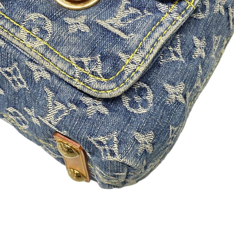 Louis Vuitton Shoulder Bag Monogram Denim Baggy GM M95048 Blue Cotton Leather