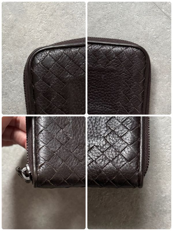 Bottega Veneta Intrecciato Round Zipper Long Wallet in Grained Leather Dark