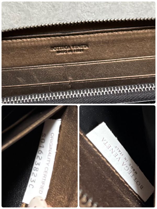 Color Bottega Veneta Intrecciato Round Zipper Long Wallet Bronze Leather Men