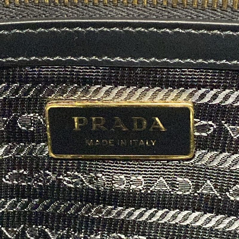 Prada Tote Bag Symbol Embroidery Fabric Large Handbag 1ba356 Black And Beige