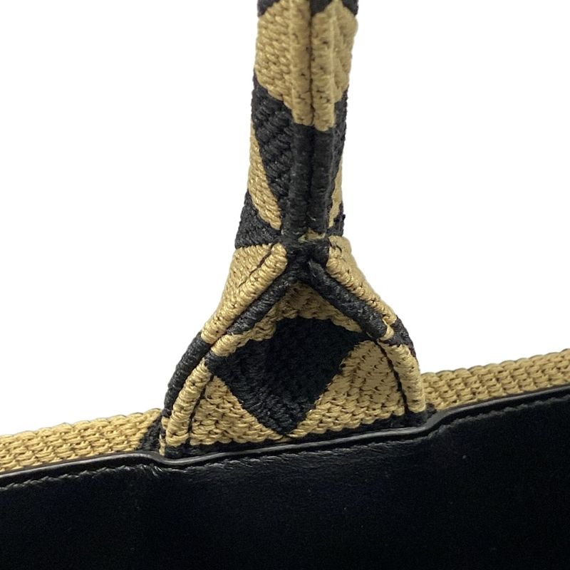 Prada Tote Bag Symbol Embroidery Fabric Large Handbag 1ba356 Black And Beige