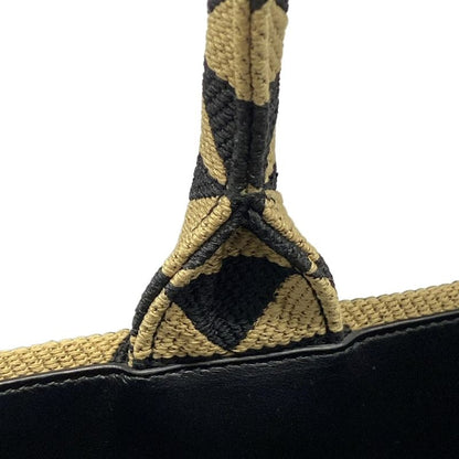 Prada Tote Bag Symbol Embroidery Fabric Large Handbag 1ba356 Black And Beige