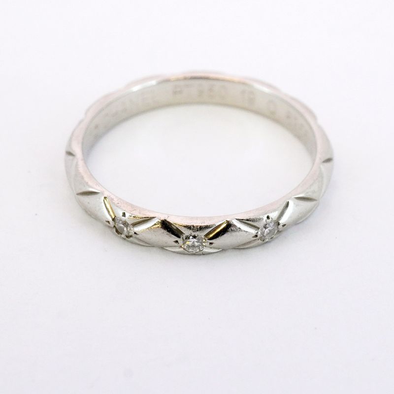 Chanel Ring Matelasse 3PD Pt950 Platinum Diamond #48 Ladies