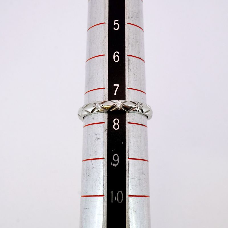 Chanel Ring Matelasse 3PD Pt950 Platinum Diamond #48 Ladies