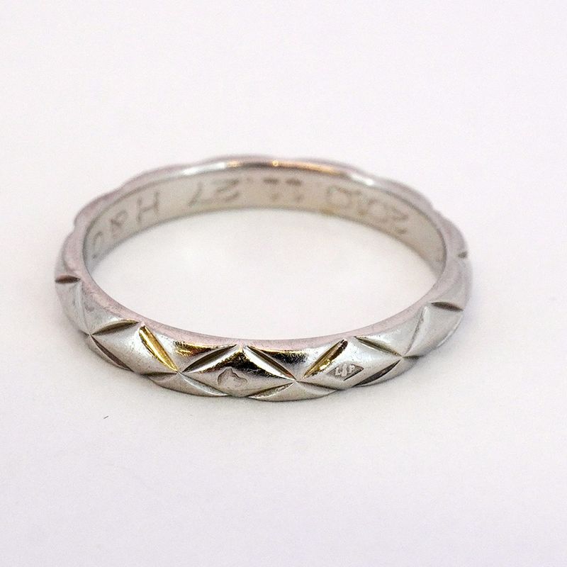 Chanel Ring Matelasse 3PD Pt950 Platinum Diamond #48 Ladies