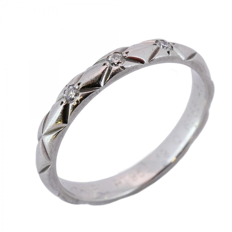Chanel Ring Matelasse 3PD Pt950 Platinum Diamond #48 Ladies
