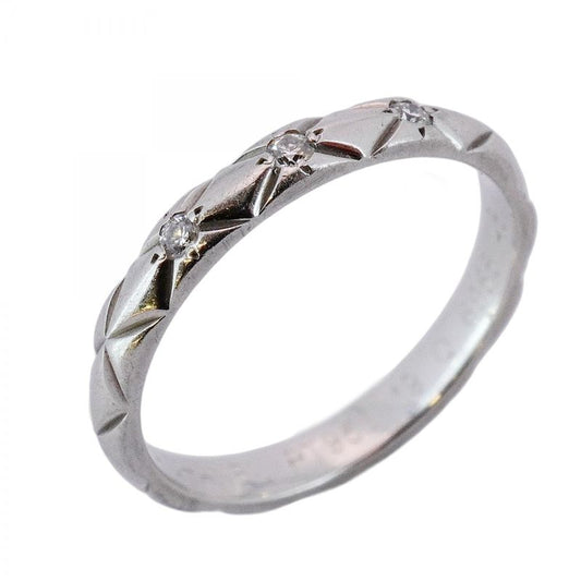 Chanel Ring Matelasse 3PD Pt950 Platinum Diamond #48 Ladies