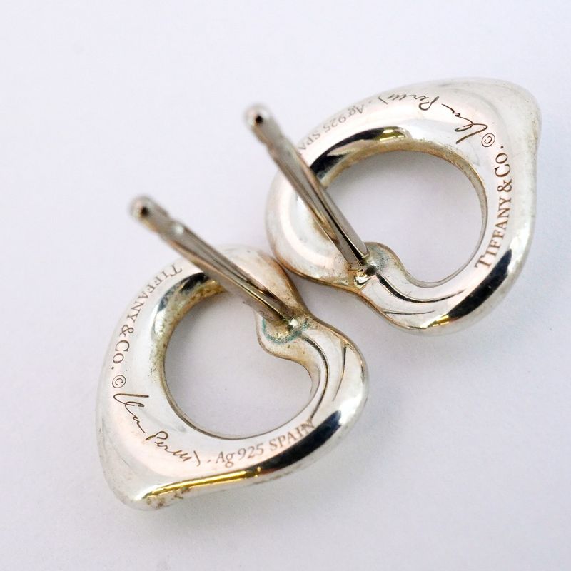 Tiffany & Co Earrings Open Heart 925 Silver Ladies