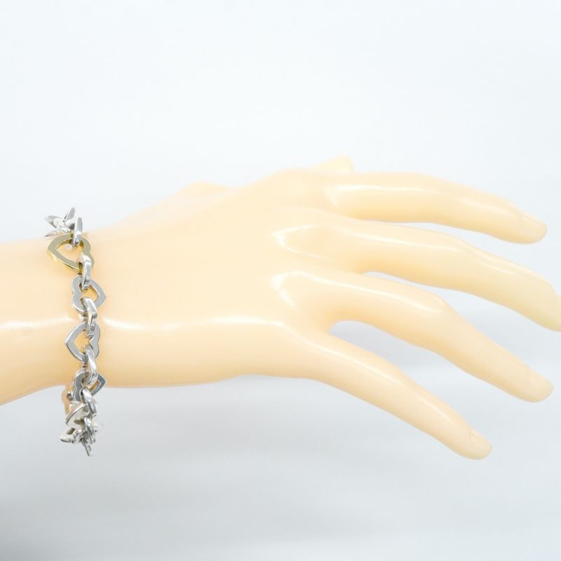 Tiffany & Co Bracelet Heart Link 18K Yellow Gold Yellow Gold Silver 925 Ladies