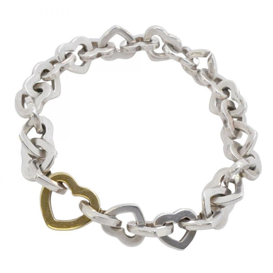 Tiffany & Co Bracelet Heart Link 18K Yellow Gold Yellow Gold Silver 925 Ladies