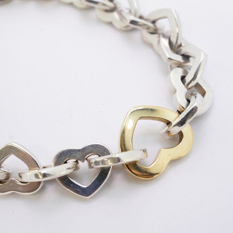 Tiffany & Co Bracelet Heart Link 18K Yellow Gold Yellow Gold Silver 925 Ladies
