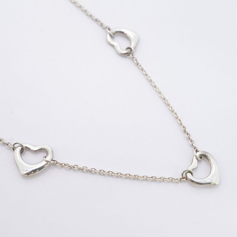 Tiffany & Co Necklace Open Heart 3P Silver 925 Ladies