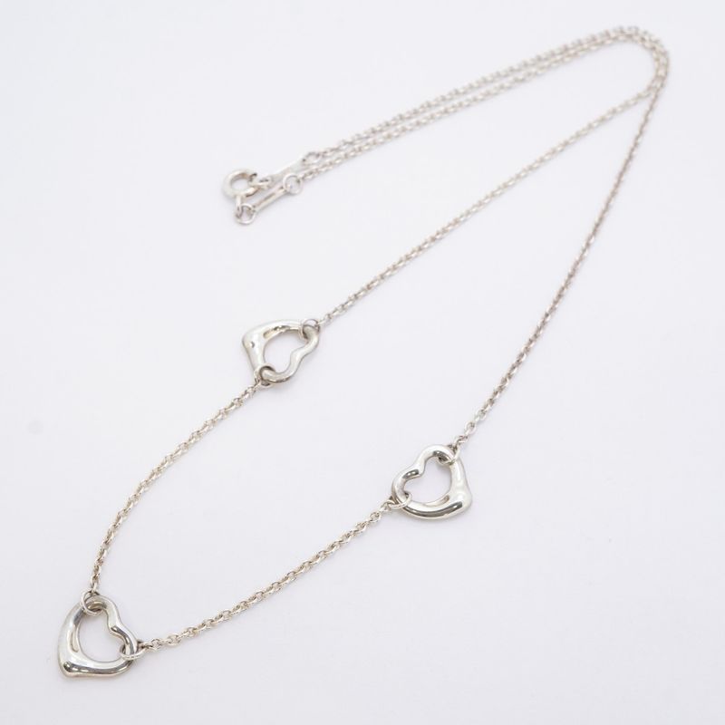 Tiffany & Co Necklace Open Heart 3P Silver 925 Ladies