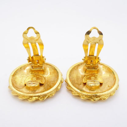 Chanel Earring Vintage Mademoiselle Round Shape Circle GP Plated Gold Ladies