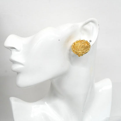 Chanel Earring Vintage Mademoiselle Round Shape Circle GP Plated Gold Ladies