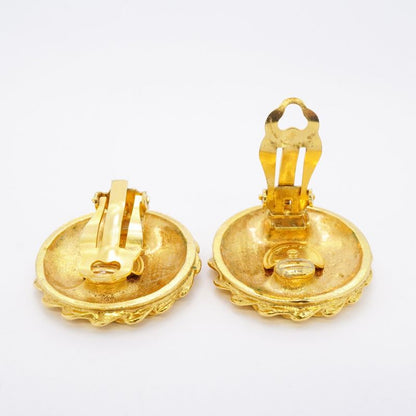 Chanel Earring Vintage Mademoiselle Round Shape Circle GP Plated Gold Ladies