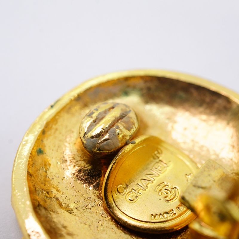 Chanel Earring Vintage Mademoiselle Round Shape Circle GP Plated Gold Ladies